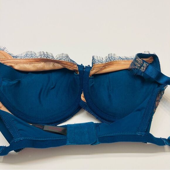 Fredrick’s Of Hollywood Voluptuous‎ Bra Padded Push Up 34DD Teal Shine Lace NEW - Picture 7 of 12